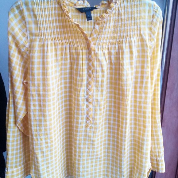 J. CREW Tops - J CREW Yellow Checker Blouse - BRAND NEW